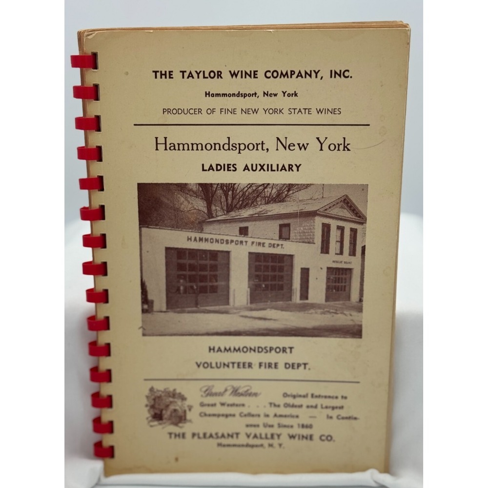 Vintage Hammondsport, New York Ladies Auxiliary Cookbook - 1954?